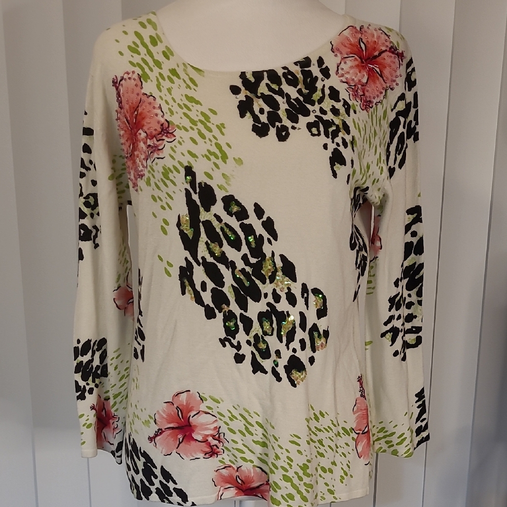 Elizabeth New York Floral and Animal Print Women's Top